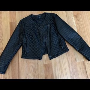 Faux Black Leather Biker Style Jacket